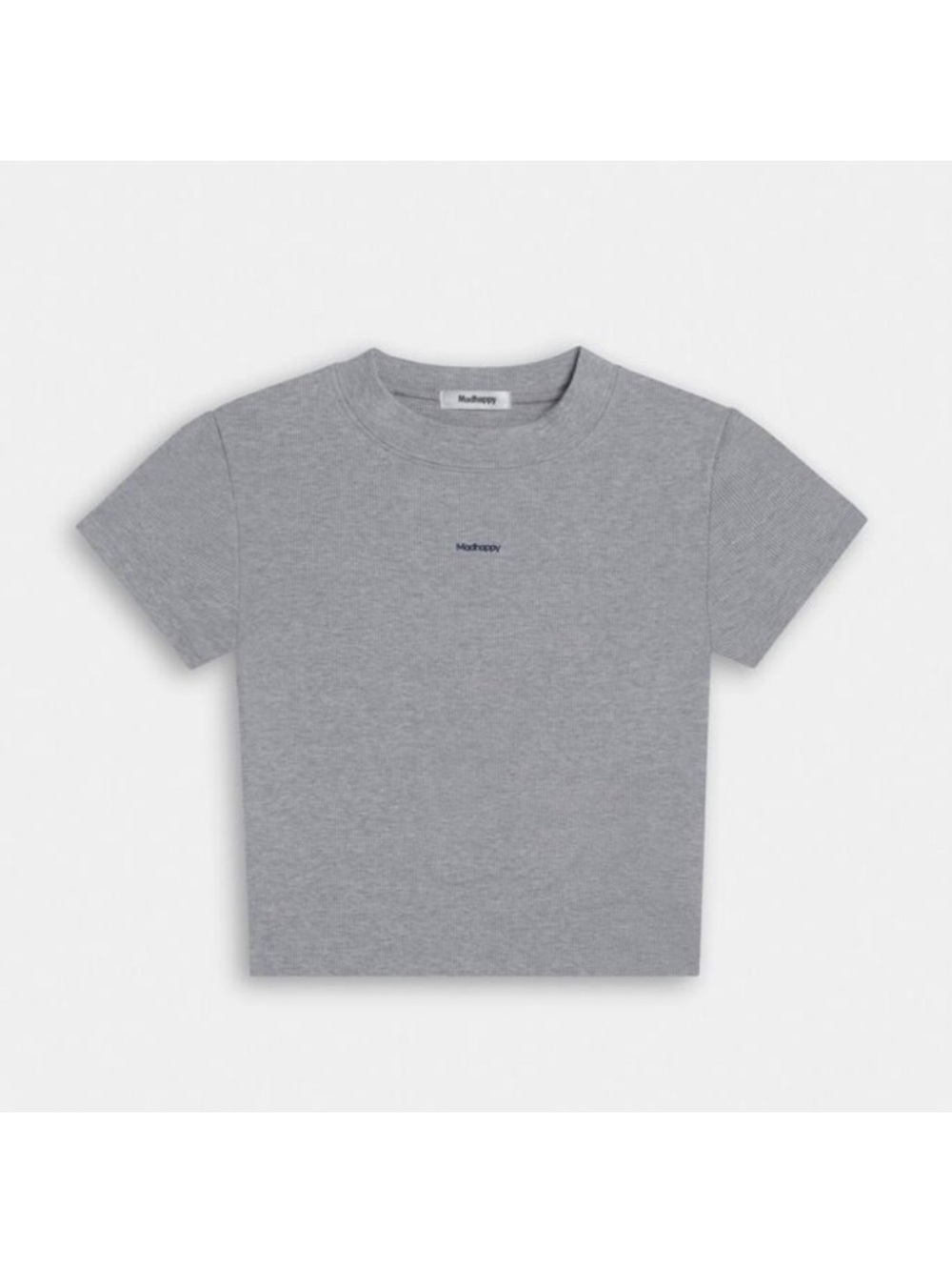 MADHAPPY Baby Tee Ribbed Embroidered Short Sleeve Top Shirt